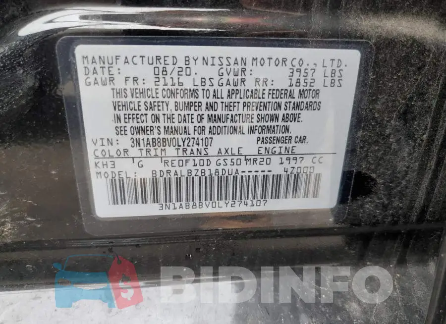 3N1AB8BV0LY274107 Photo# 12