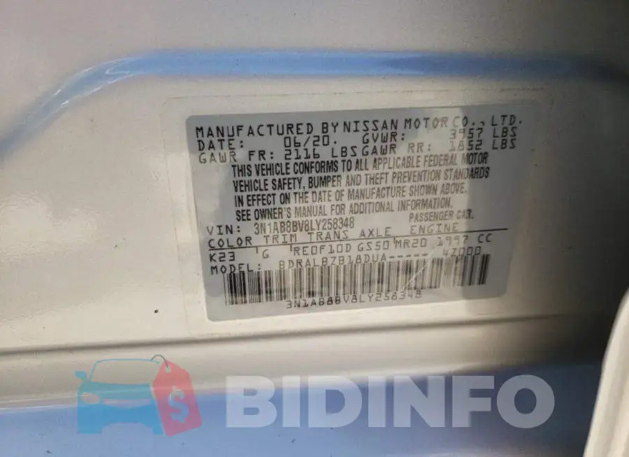 3N1AB8BV8LY258348 Photo# 12