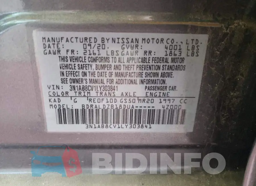 3N1AB8CV1LY303841 Photo# 12