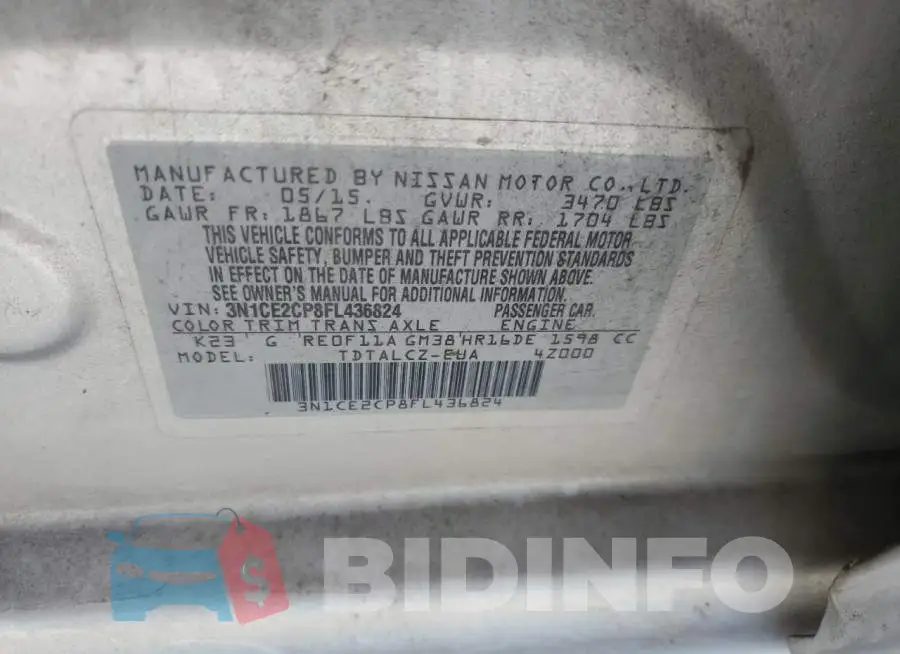 3N1CE2CP8FL436824 Photo# 13