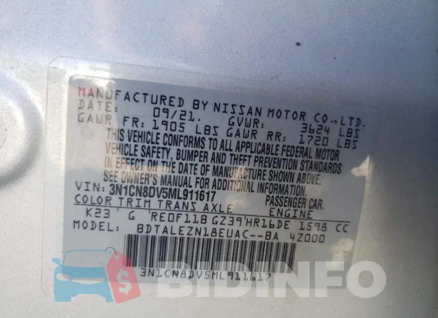 3N1CN8DV5ML911617 Photo# 13