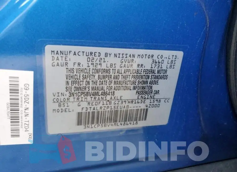 3N1CP5BV4ML486418 Photo# 12