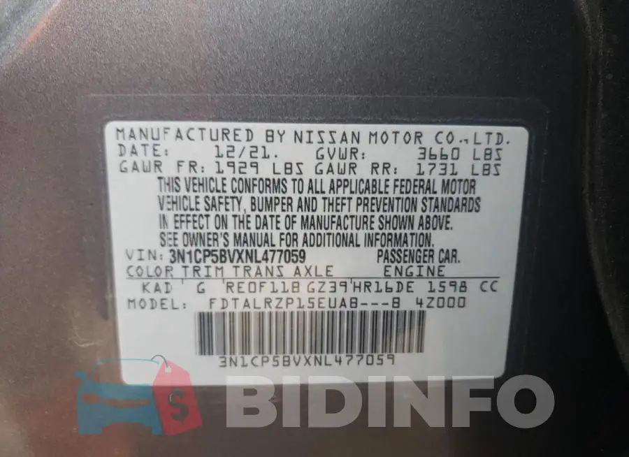 3N1CP5BVXNL477059 Photo# 13