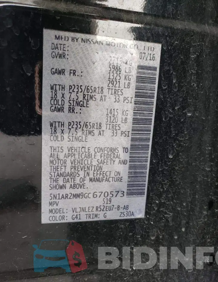 5N1AR2MM9GC670573 Photo# 13