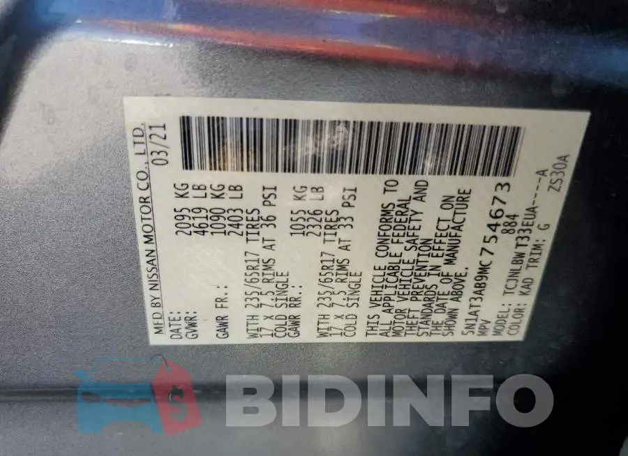 5N1AT3AB9MC754673 Photo# 13