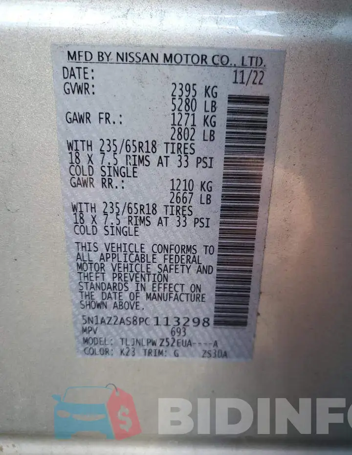 5N1AZ2AS8PC113298 Photo# 13