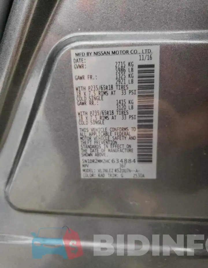 5N1DR2MM2HC634884 Photo# 13