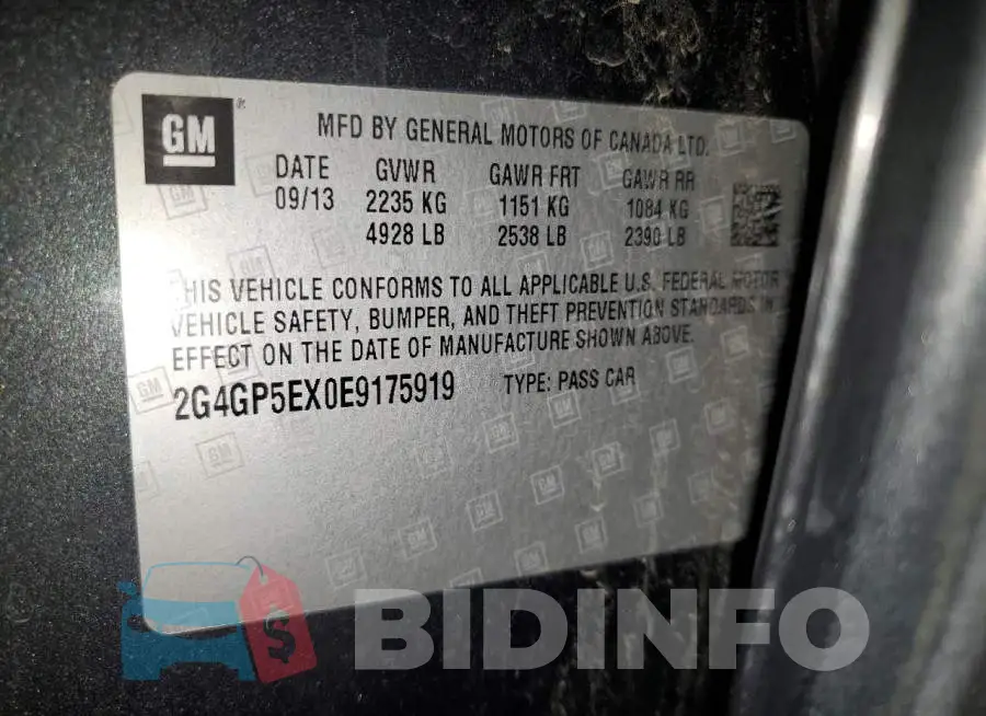 2G4GP5EX0E9175919 Photo# 12