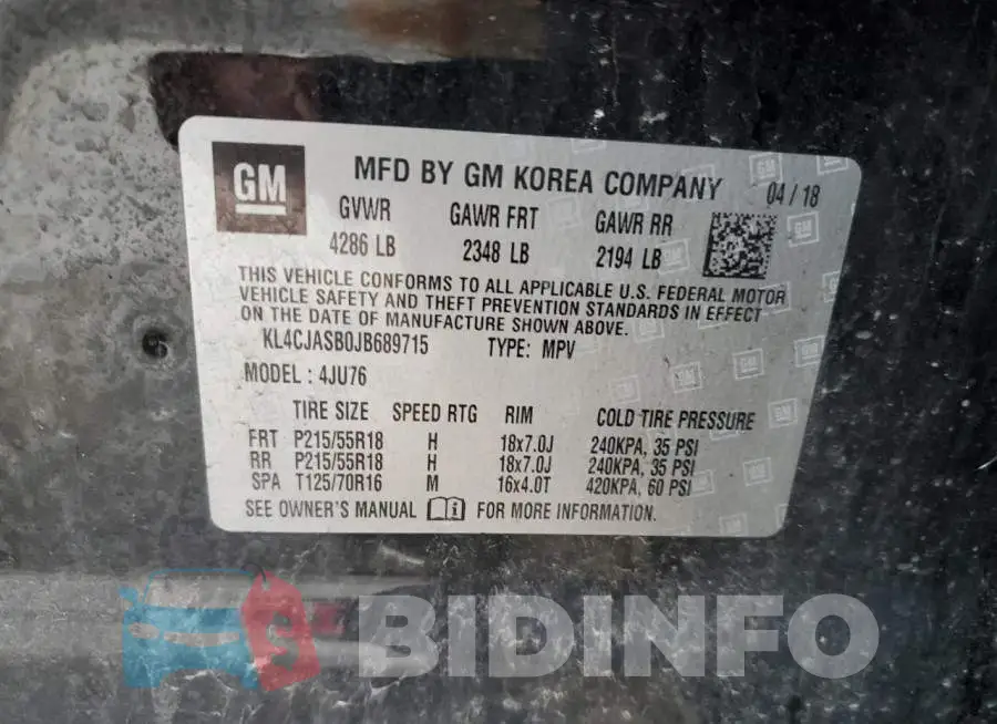 KL4CJASB0JB689715 Photo# 12