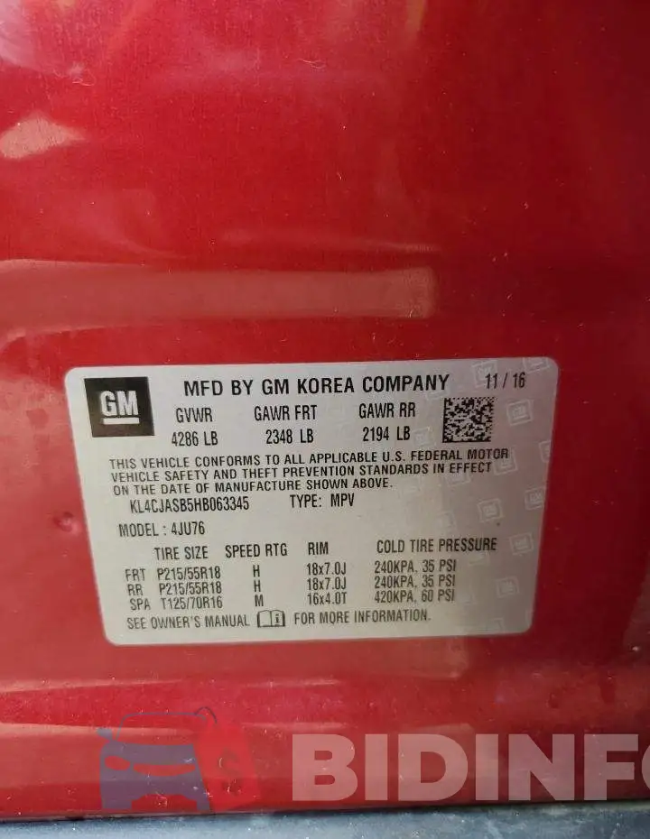 KL4CJASB5HB063345 Photo# 14