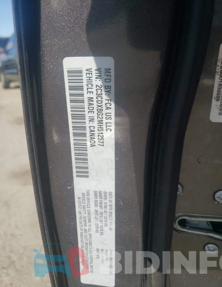 2C3CDXBG2MH512577 Photo# 13