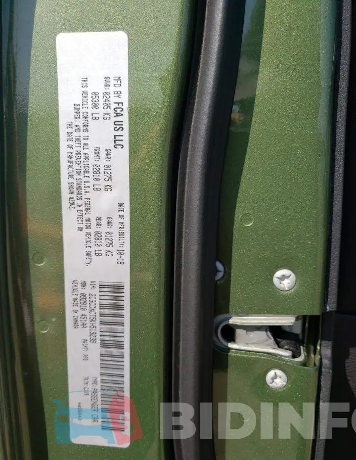 2C3CDXCT5KH519239 Photo# 13