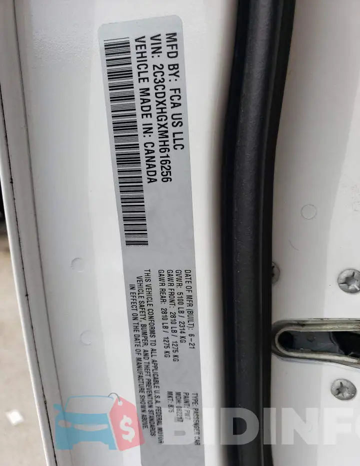 2C3CDXHGXMH616256 Photo# 12