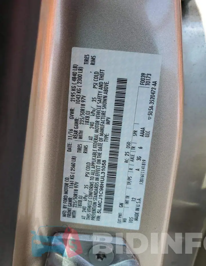 5LMCJ1C98HUL31058 Photo# 13