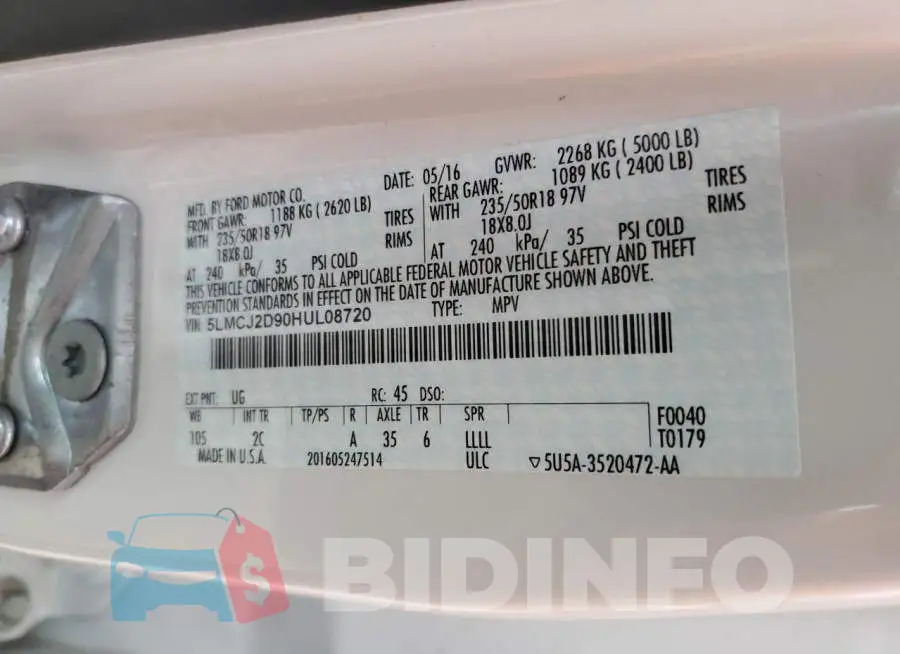 5LMCJ2D90HUL08720 Photo# 13