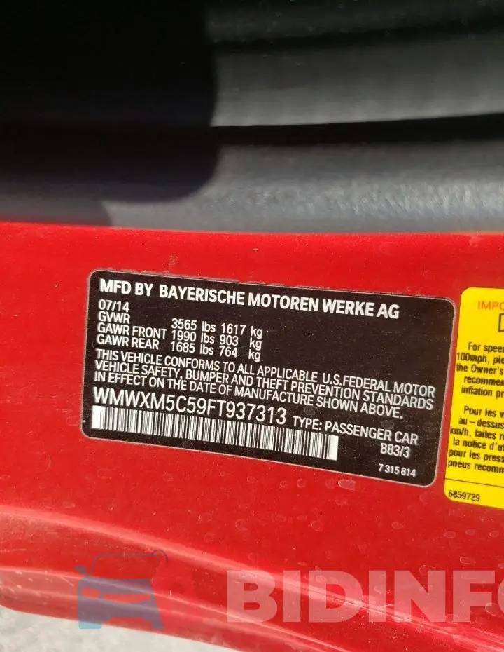 WMWXM5C59FT937313 Photo# 12