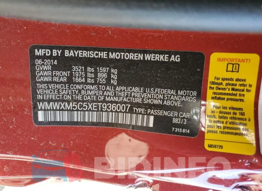WMWXM5C5XET936007 Photo# 13