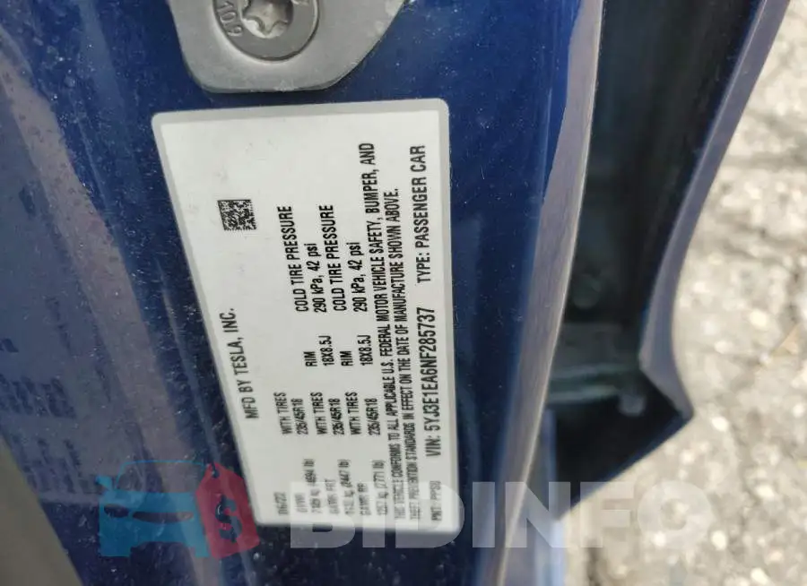 5YJ3E1EA6NF285737 Photo# 12
