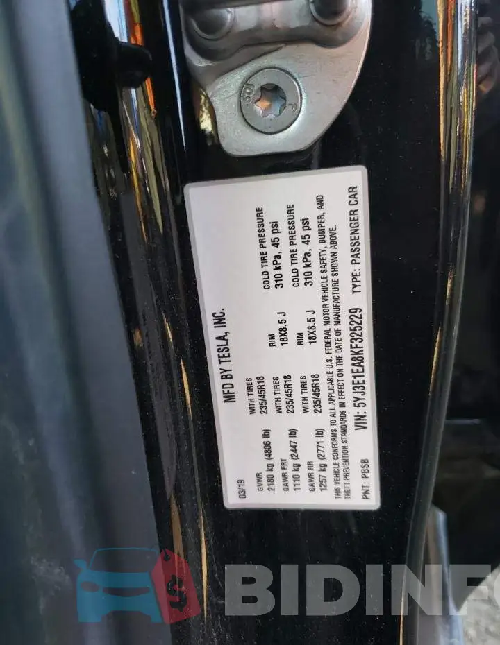 5YJ3E1EA8KF325229 Photo# 13