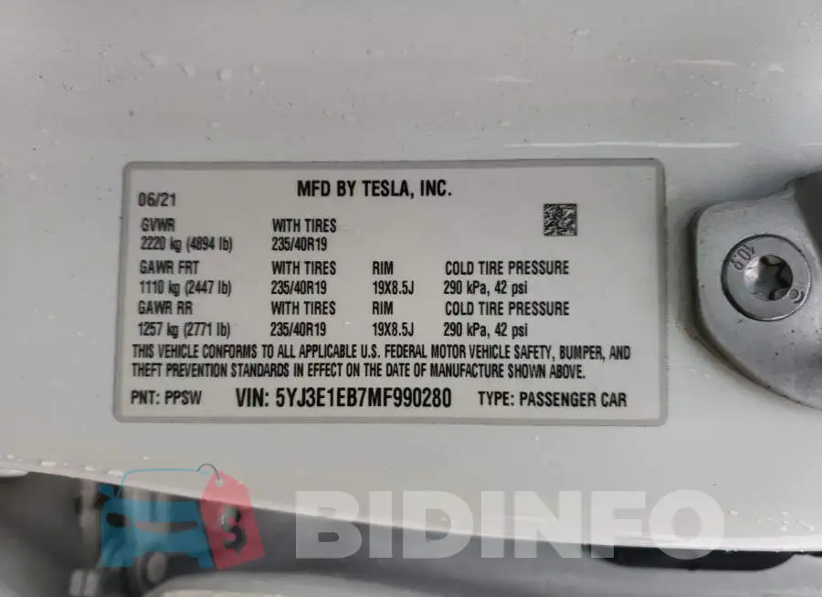 5YJ3E1EB7MF990280 Photo# 13