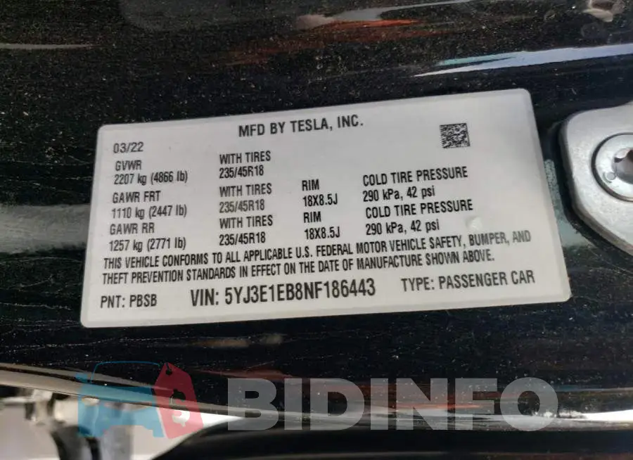 5YJ3E1EB8NF186443 Photo# 12