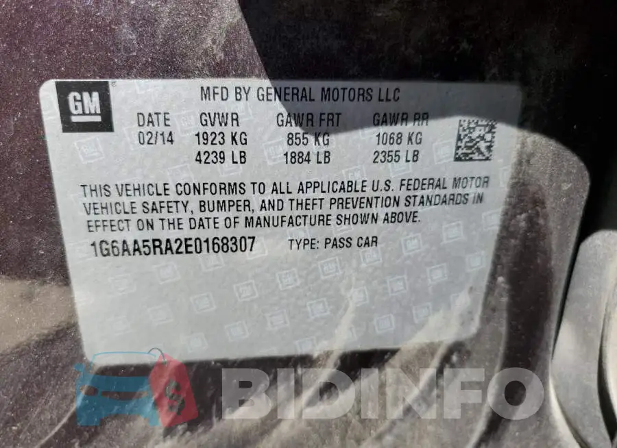 1G6AA5RA2E0168307 Photo# 12