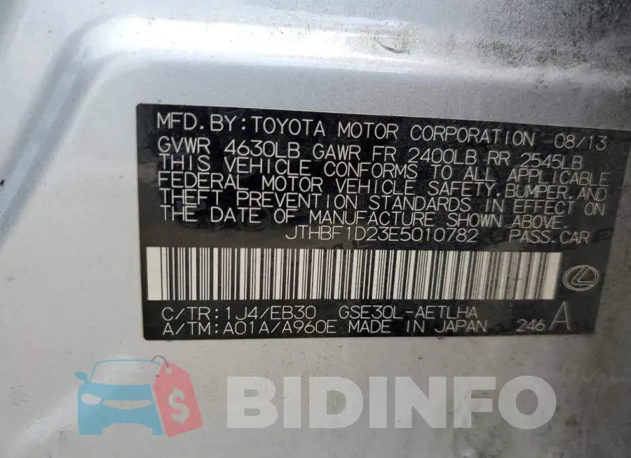 JTHBF1D23E5010782 Photo# 12