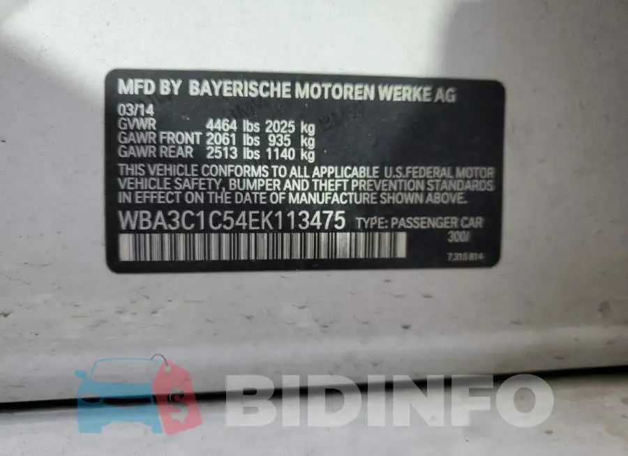 WBA3C1C54EK113475 Photo# 12