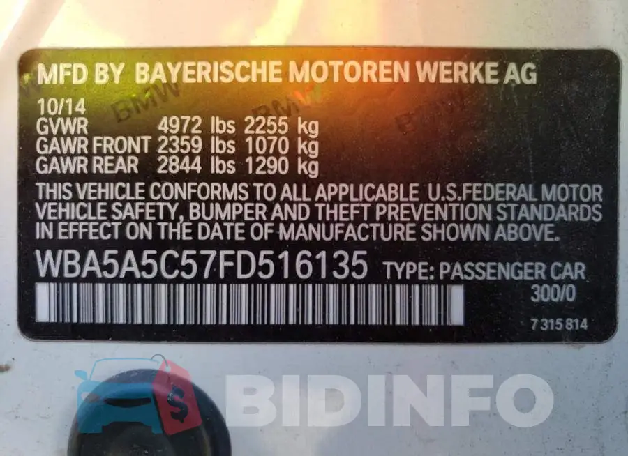 WBA5A5C57FD516135 Photo# 13