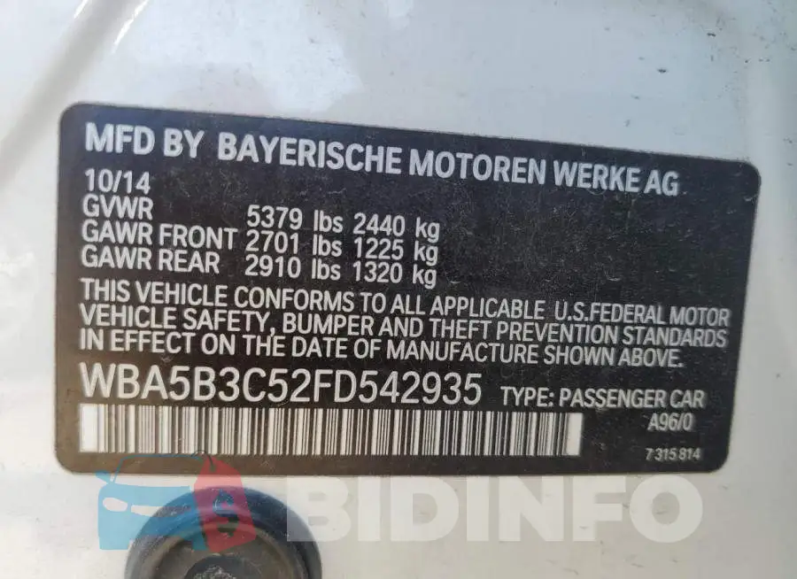 WBA5B3C52FD542935 Photo# 12
