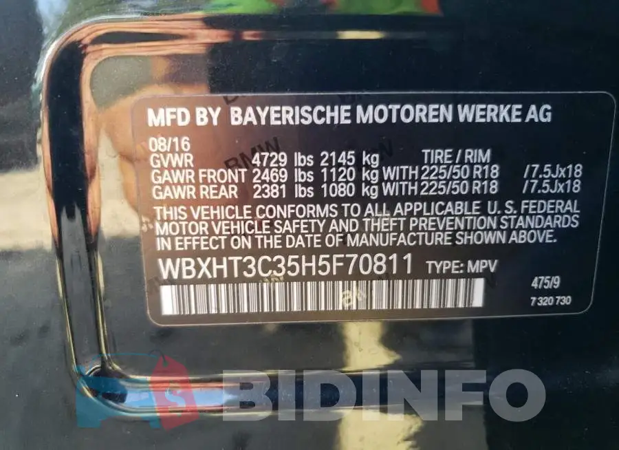 WBXHT3C35H5F70811 Photo# 13