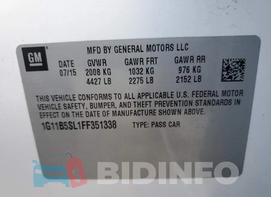 1G11B5SL1FF351338 Photo# 12