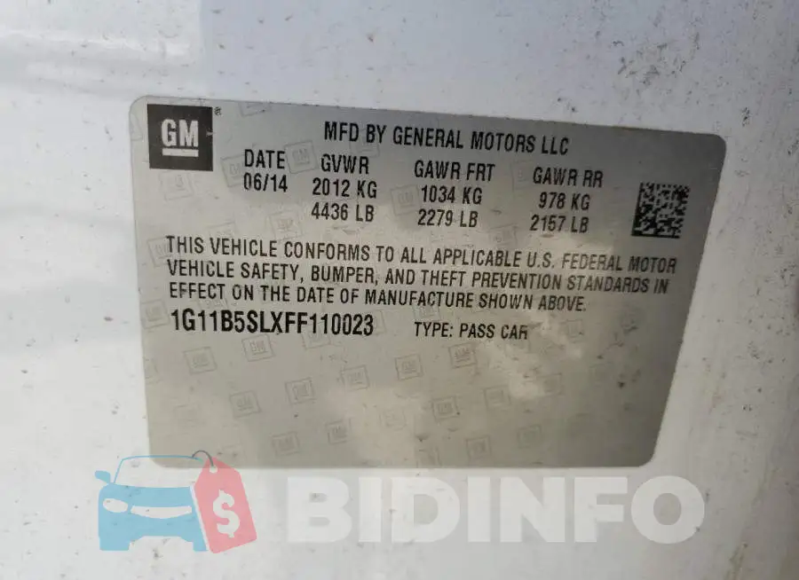 1G11B5SLXFF110023 Photo# 12