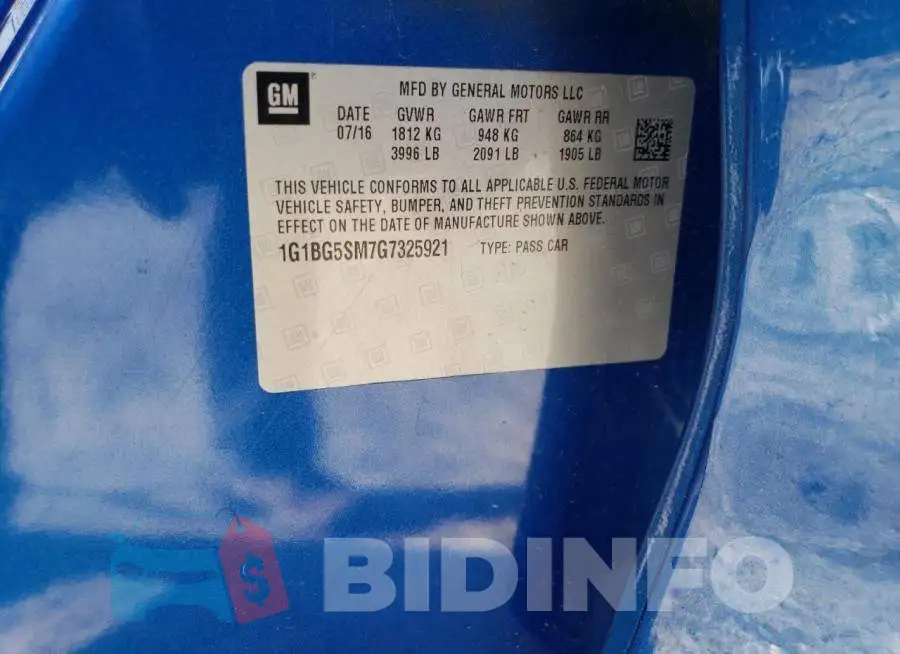 1G1BG5SM7G7325921 Photo# 13