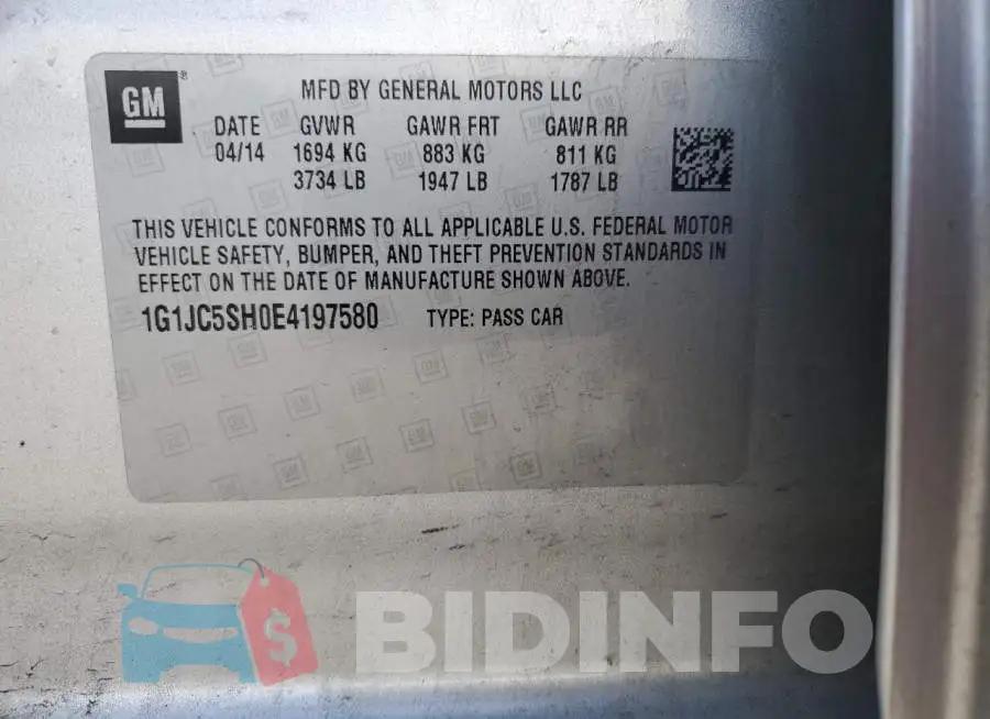 1G1JC5SH0E4197580 Photo# 12