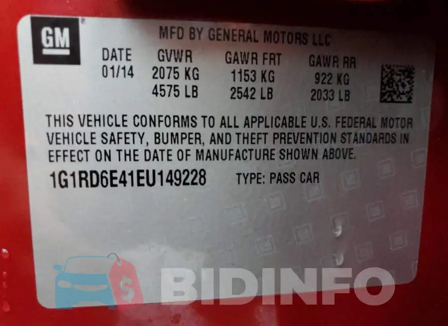 1G1RD6E41EU149228 Photo# 12