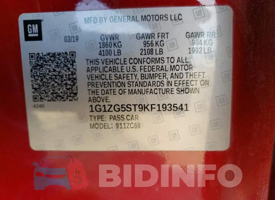 1G1ZG5ST9KF193541 Photo# 12