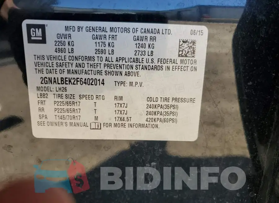 2GNALBEK2F6402014 Photo# 13