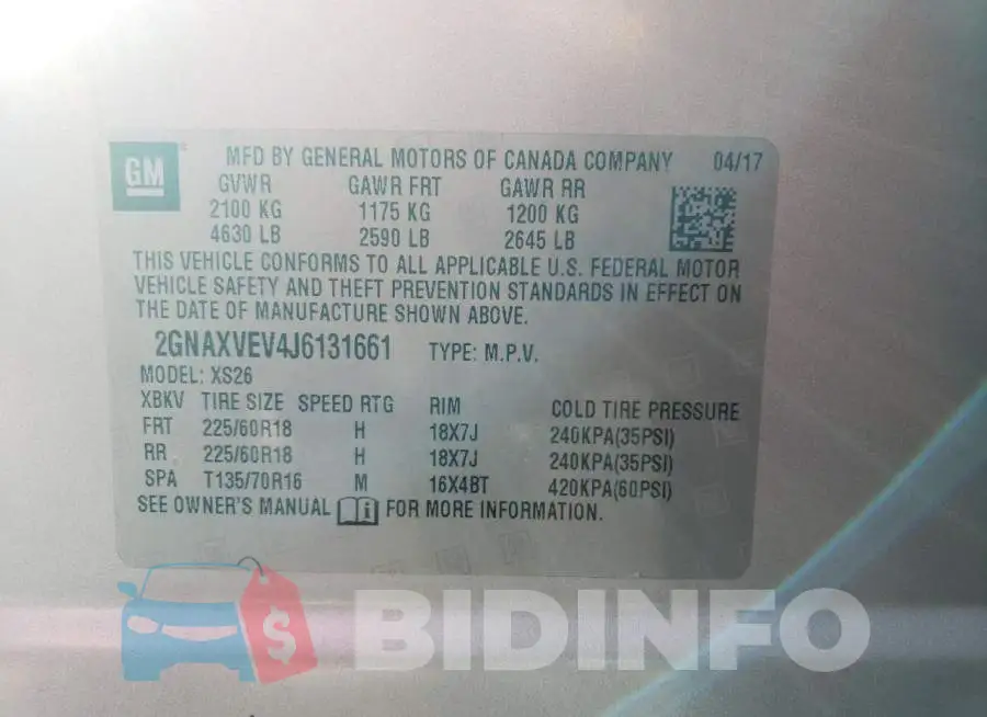 2GNAXVEV4J6131661 Photo# 13