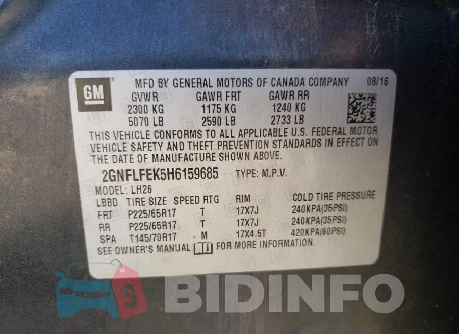 2GNFLFEK5H6159685 Photo# 13
