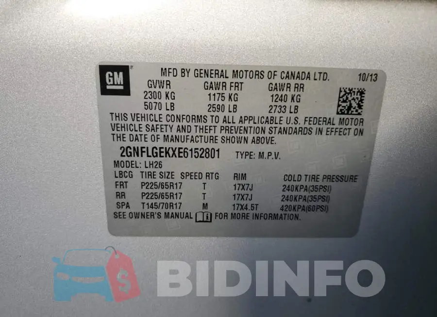 2GNFLGEKXE6152801 Photo# 13