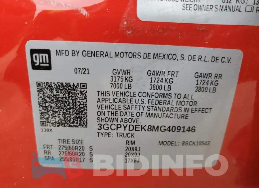 3GCPYDEK8MG409146 Photo# 12