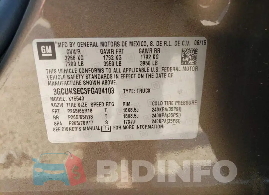 3GCUKSEC3FG404103 Photo# 12