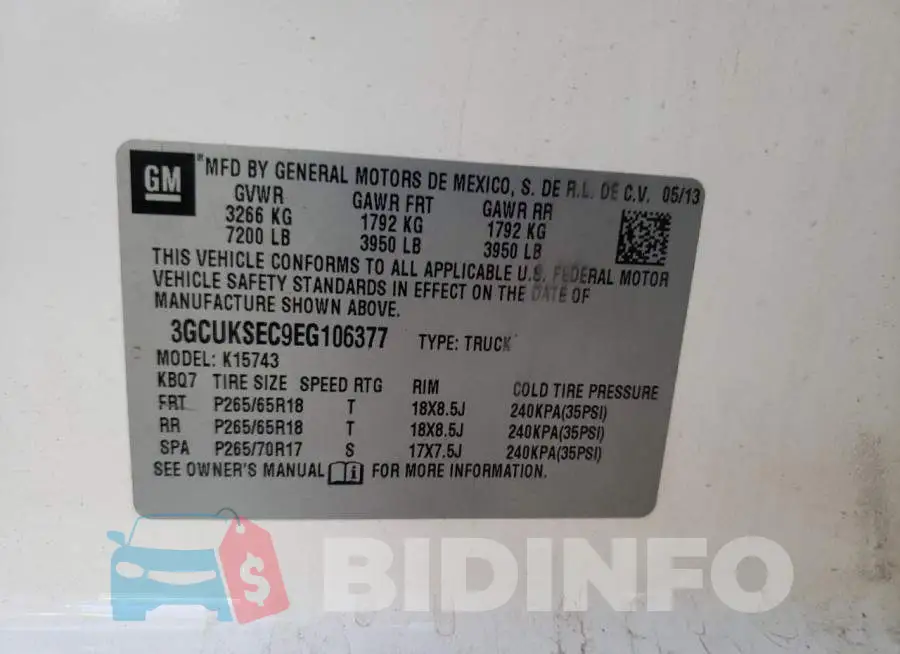 3GCUKSEC9EG106377 Photo# 12