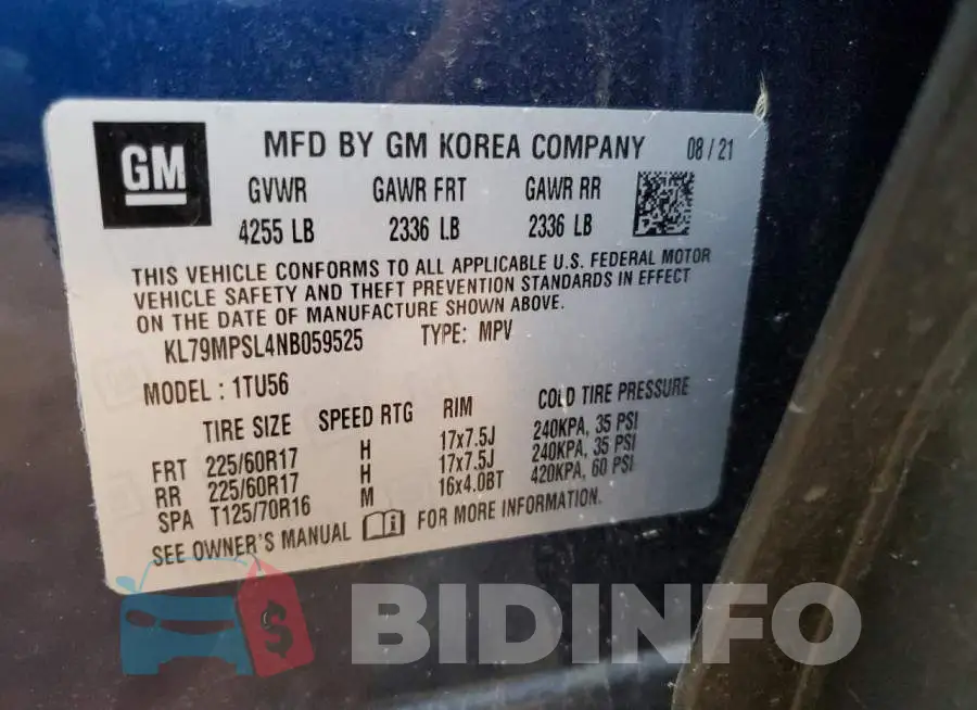 KL79MPSL4NB059525 Photo# 13