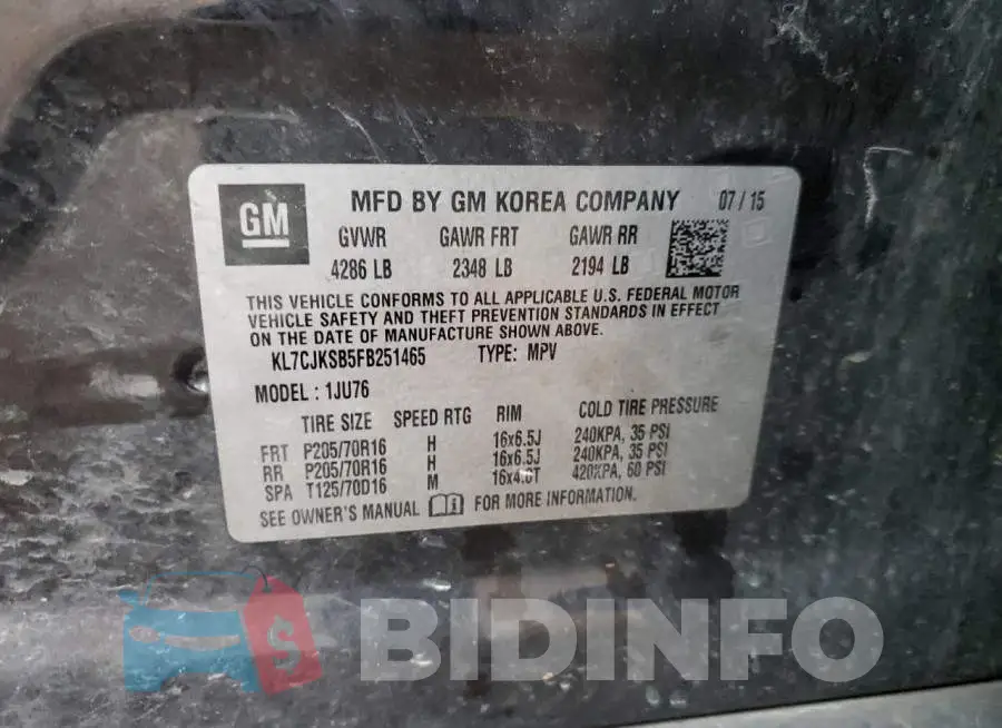 KL7CJKSB5FB251465 Photo# 14