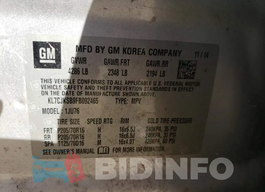 KL7CJKSB9FB092465 Photo# 12