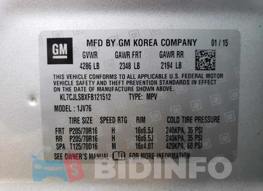KL7CJLSBXFB121512 Photo# 12