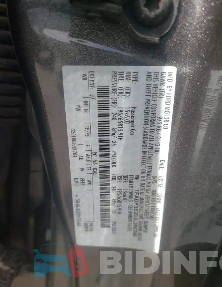1FADP3E20JL260266 Photo# 12