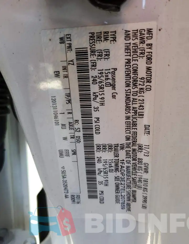1FADP3E27EL207859 Photo# 13